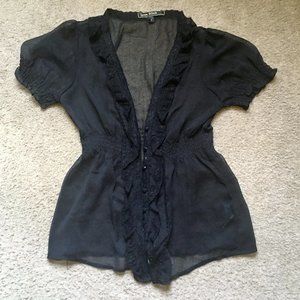 Love Stitch Small Black Blouse Short Sleeve